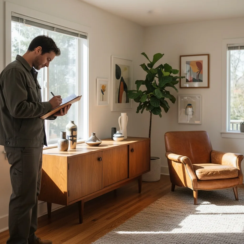 Tasación de muebles de diseño durante recogida profesional — Sosa