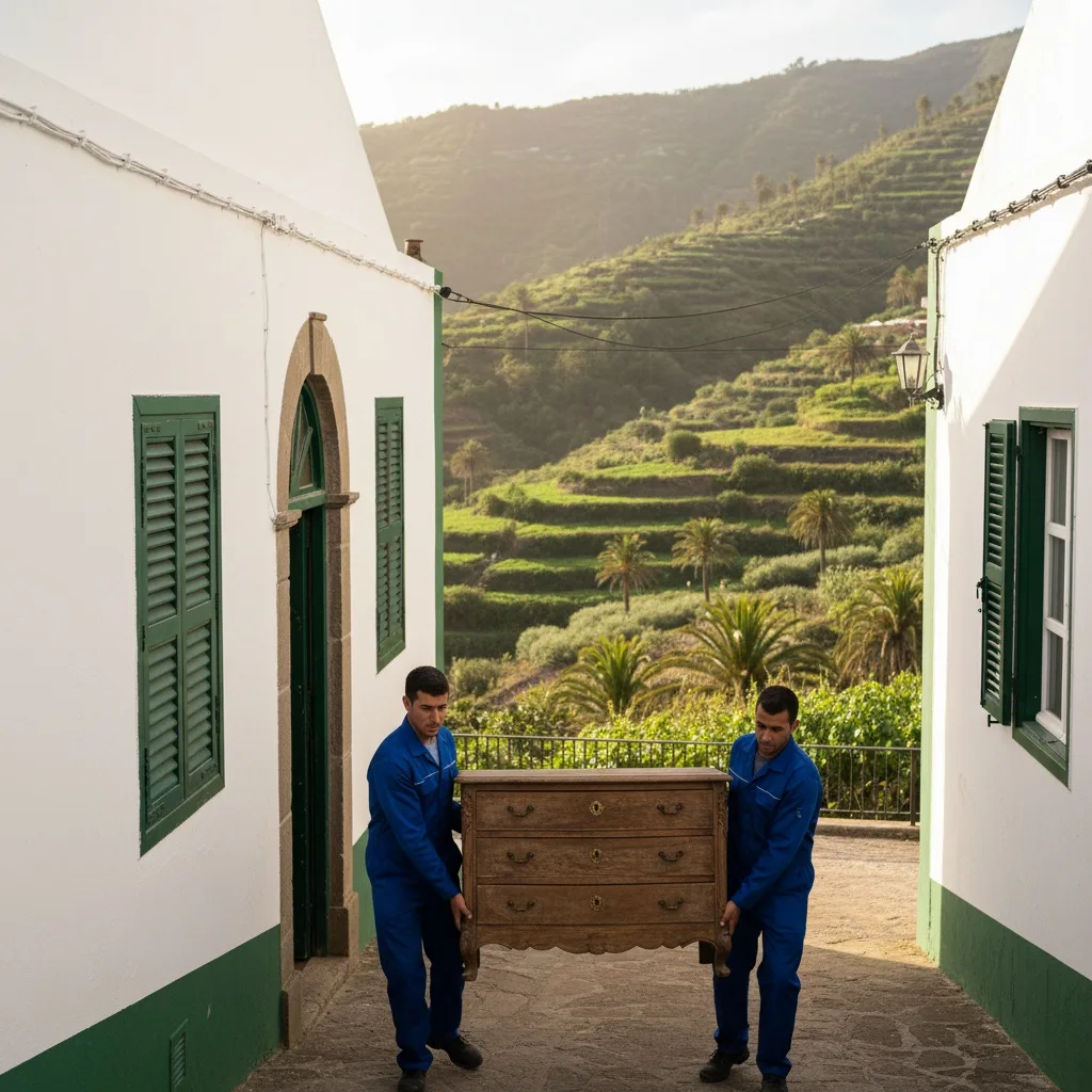 Equipo de Sosa retirando muebles y enseres sueltos durante recogida profesional en Moya, Gran Canaria