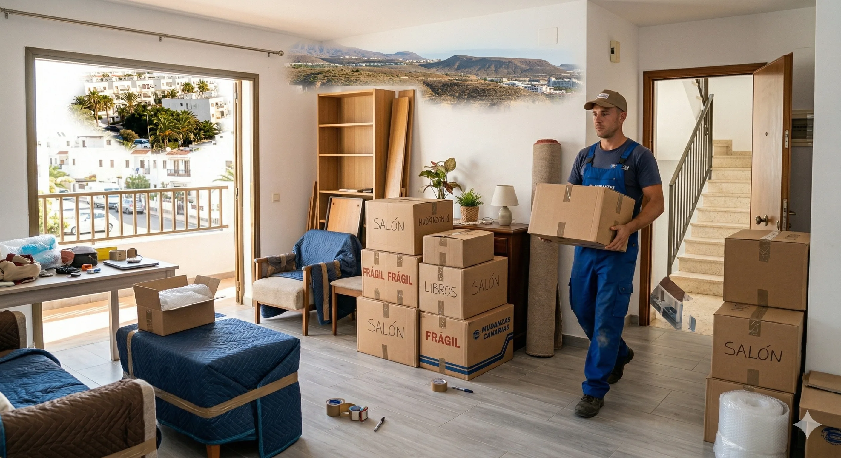 Interior de un piso con muebles durante servicio de vaciado profesional en Gáldar, Gran Canaria