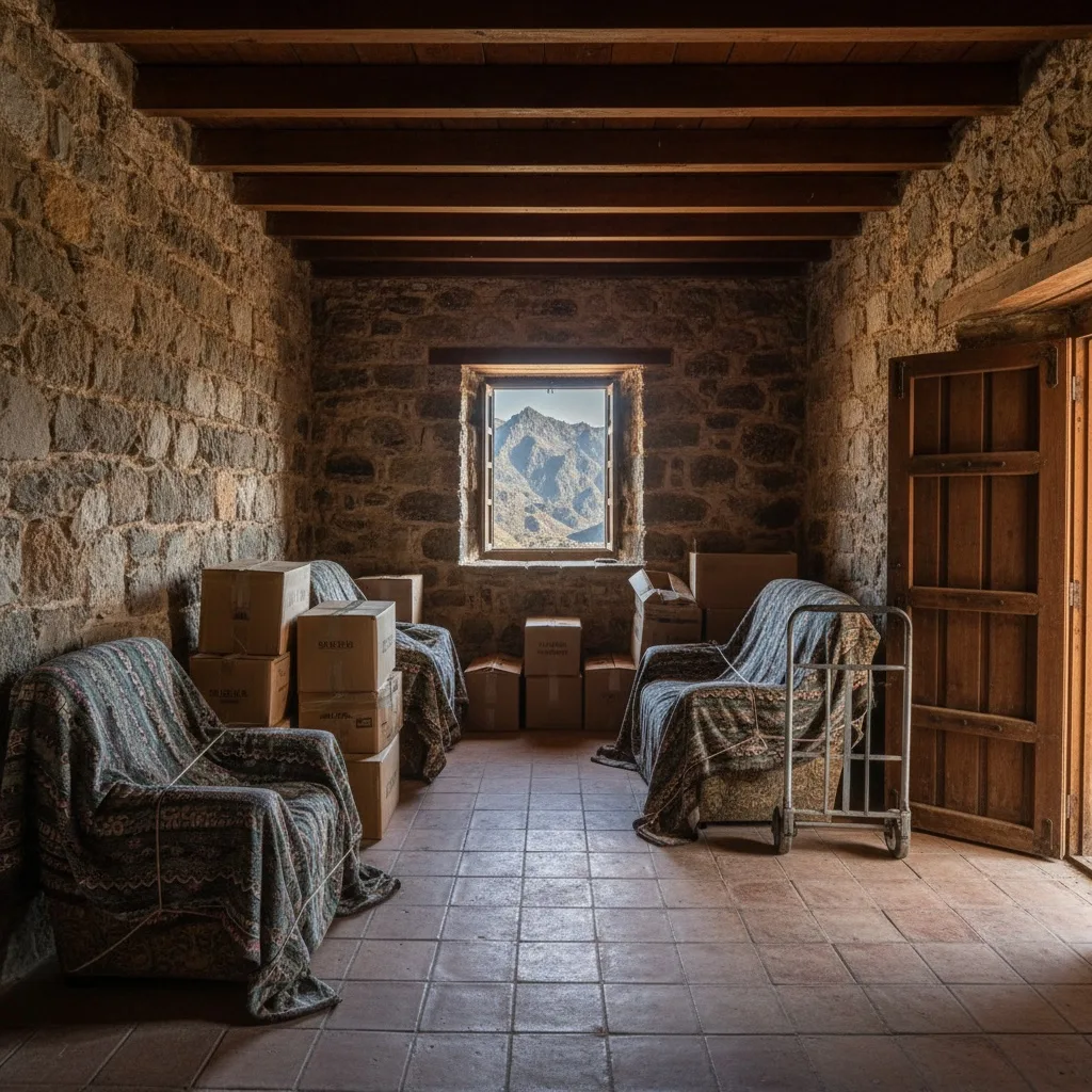Interior de vivienda durante servicio profesional de vaciado de pisos en Tejeda, Gran Canaria