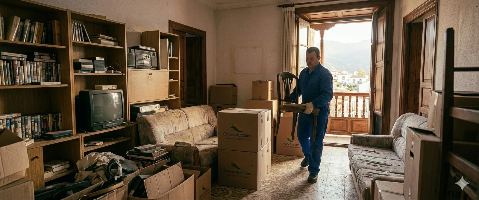 Interior de un piso con muebles durante servicio de vaciado profesional en Telde, Gran Canaria
